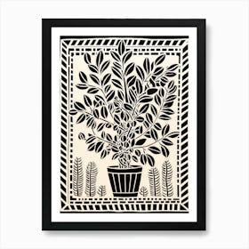 B&W Plant Illustration Zz Plant 6 Art Print