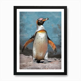 Galapagos Penguin Bartolom Island Colour Block Painting 4 Art Print