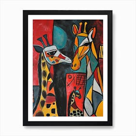 Abstract Geometric Giraffes 8 Art Print