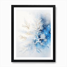 Stellar Dendrites, Snowflakes, Storybook Watercolours 3 Art Print