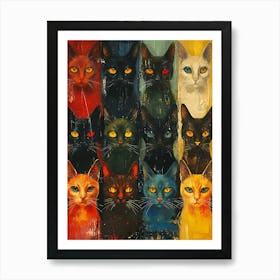 Cats In A Row Art Print