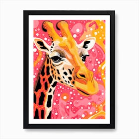 Abstract Giraffe Yellow & Pink Pattern 3 Art Print