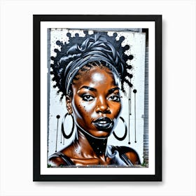 Graffiti Mural Of Beautiful Black Woman 401 Art Print