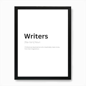 Writers Definition Meaning Art Print