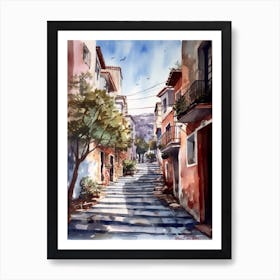 Painting Of Athens Greece In The Style Of Watercolour 2 Art Print