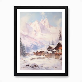 Dreamy Winter Painting Chamonix France Art Print