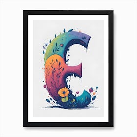 Colorful Letter E Illustration 6 Art Print