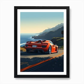 A Porsche Carrera Gt In The Pacific Coast Highway Car Illustration 4 Art Print