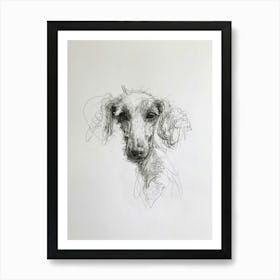 Dog Charcoal Minimalist Line Art Print