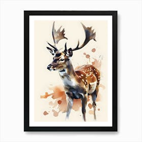 Deer Watercolor Painting Art Print