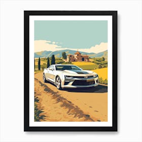 A Chevrolet Camaro In The Tuscany Italy Illustration 3 Art Print