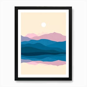 Watercolor sunset landscape 32 Art Print