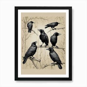 Crows On A Branch 2 Art Print