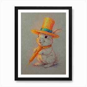 Rabbit In Hat Art Print