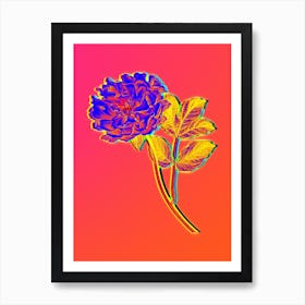 Neon Tree Peony Botanical in Hot Pink and Electric Blue n.0079 Art Print
