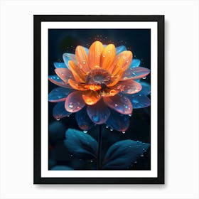 Flower With Water Droplets Art Print