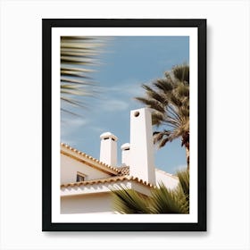 White House With Palms Retro Summer Photography 3 Art Print