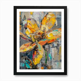 Bee On A Yellow Flower 1 Art Print