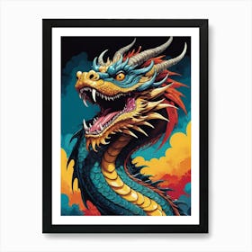 Japanese Dragon Pop Art Style (13) Art Print