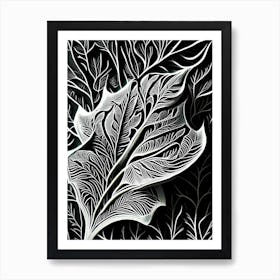 Lime Leaf Linocut 1 Art Print