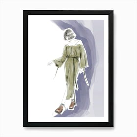 Woman In A Green Dress fashion illustration Art Print