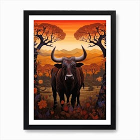 African Buffalo Traditional African Painting 1 Art Print