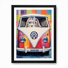 Volkswagen Type 2 Vintage Car With A Dog, Matisse Style Painting 1 Art Print