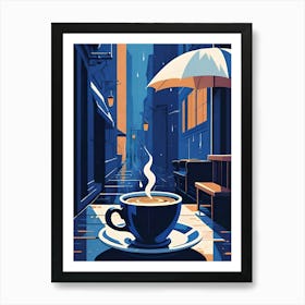 Coffee In The Rain Art Print