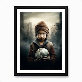 Child Holding A Globe 1 Poster