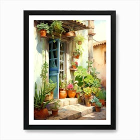 Potted Plants Mediterranean Painting Art Print