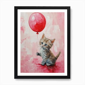 Cute Cat 2 With Balloon Art Print