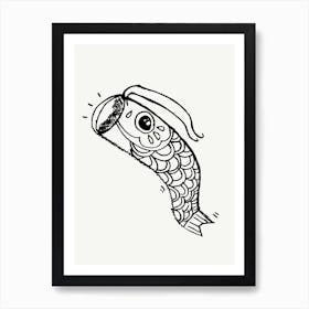 Koi Fish Japan Drawing Illustration Art Print