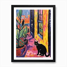 Painting Of A Cat In Montepulciano Italy 1 Art Print