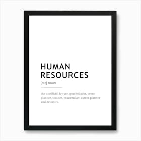 Human Resources Definition Poster - Dictionary Art Print