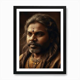 Man With Long Hair Art Print