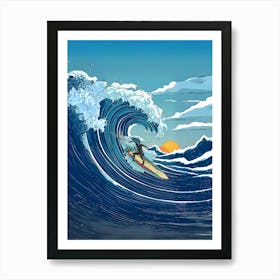 Surfer Riding A Wave 1 Art Print