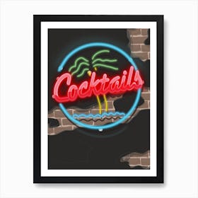 Cocktails Neon sign Art Print