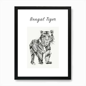 B&W Bengal Tiger Poster Art Print