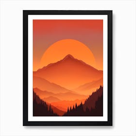 Misty Mountains Vertical Composition In Orange Tone 384 Art Print