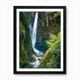 Karawau Gorge Waterfalls, New Zealand Realistic Photograph (1) Art Print