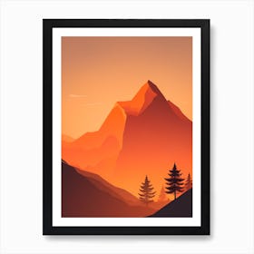 Misty Mountains Vertical Composition In Orange Tone 33 Art Print