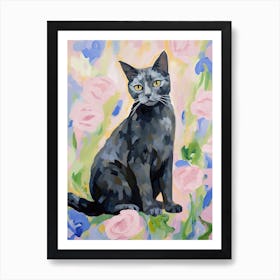 A Russian Blue Cat Painting, Impressionist Painting 1 Art Print