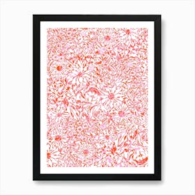 Linear Garden - Orange Pink Art Print