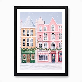 Dublin Ireland Travel Christmas Painting Art Print