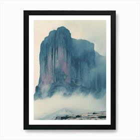 Mount Roraima Venezuela Brazil Color Line Drawing (2) Art Print