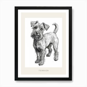 Cute Terrier Dog Line Art 3 Poster Art Print
