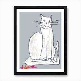 White Cat Art Print