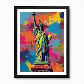 Statue Of Liberty New York Colourful Silkscreen Illustration 2 Art Print
