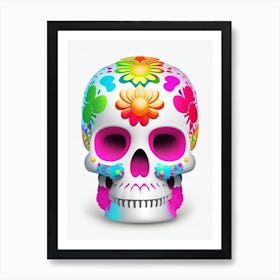 Skull With Vibrant Colors Kawaii Art Print