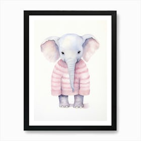 Baby Animal Watercolour Elephant Art Print